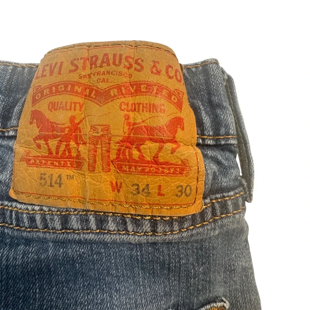 Levi Strauss & Co 514 Straight Fit Mens Jeans‎ Blue Denim W34 L30 00514-0403
